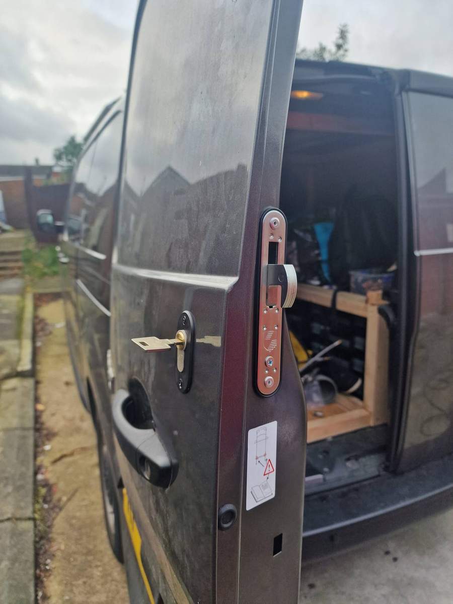 Hook lock installed on a van in Barking by ABS Locksmiths